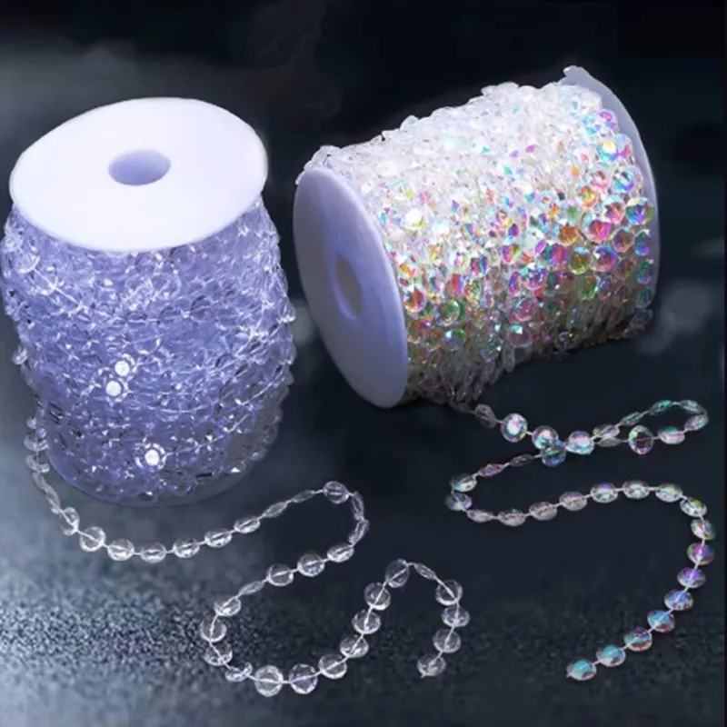 Clear Acrylic Crystal Fake Diamond Chain Strand Beads Chain 99FT