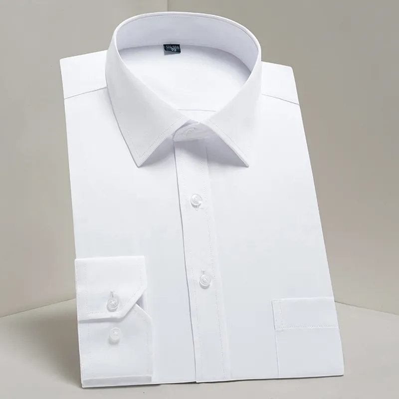 メンズカジュアルシャツプラスサイズのメンズベーシックスタンダードドレスドレスシャツソリッドスストップフォーマルビジネスホワイトワークオフィスクラシック男性シャツ230914