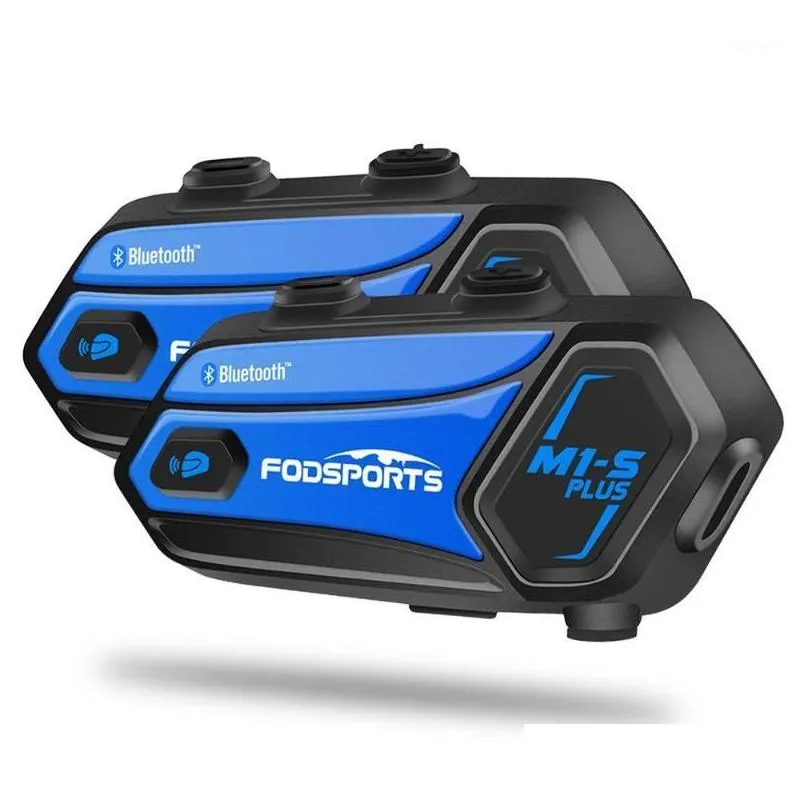 Motorcykel Intercom FODSports Musik Dela M1S plus hjälm för 8 ryttare Trådlös Bluetooth -headset Intercomunicador -högtalare1 Drop de Dhzwt