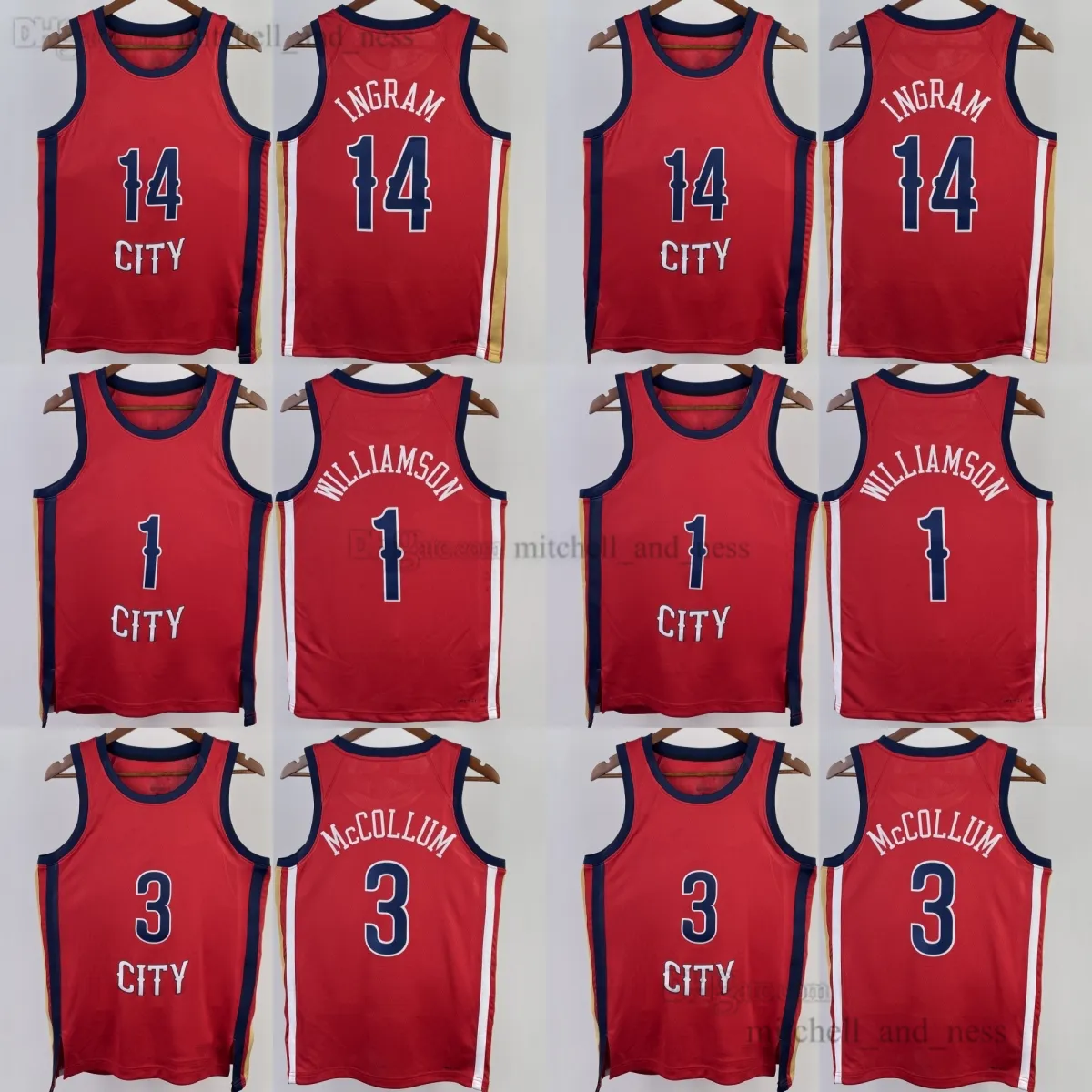 Brandon Williamson Ingram Jersey wydrukowana koszykówka 2023-24 Red McCollum Jerseys Drukuj nowe koszule