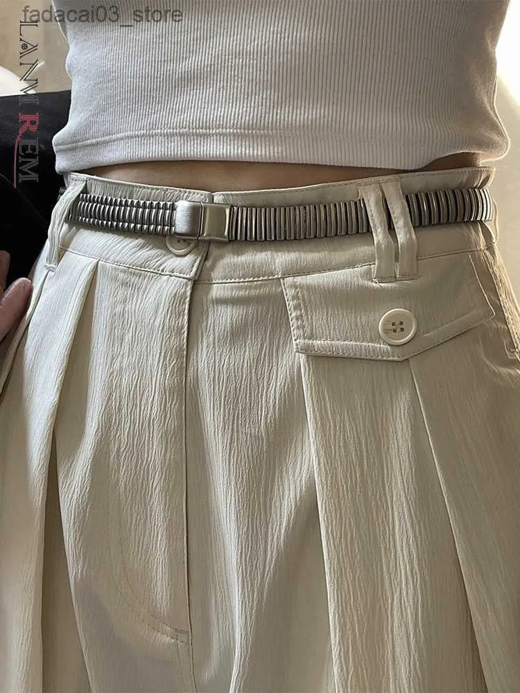 Belts LANMREM Metal Stainless Steel Belt For Women Retro Minimalist Styles Silver Color Pants Trousers Accessory Waistband 2R8414 Q230914