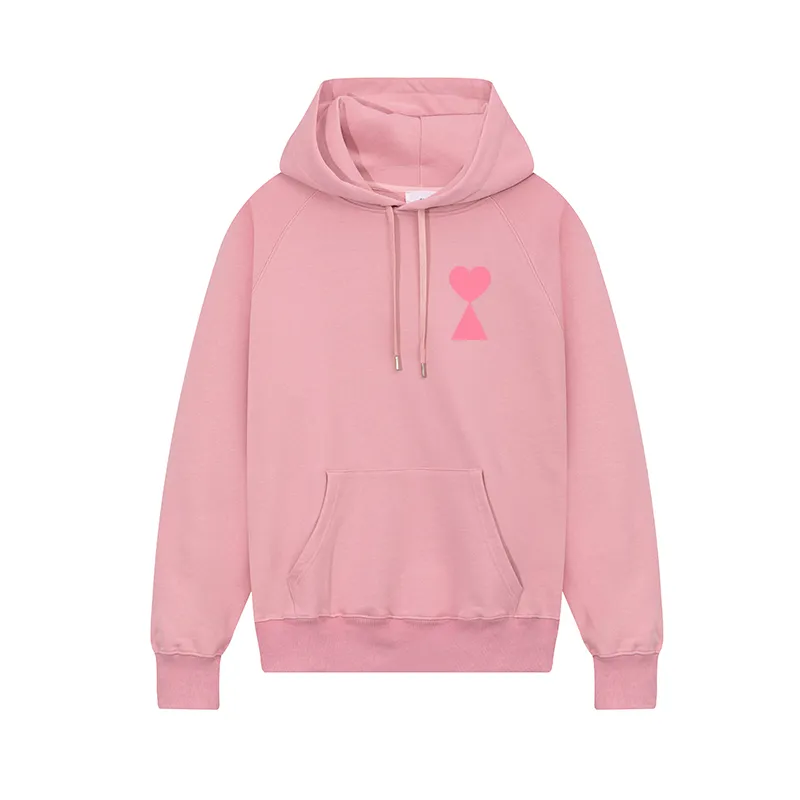 Sweat à capuche unisexe de marque de luxe pour femmes, ample, ligne A, petit cœur rouge, couple, haut décontracté, col debout, demi-zippé, taille S-XL, nous