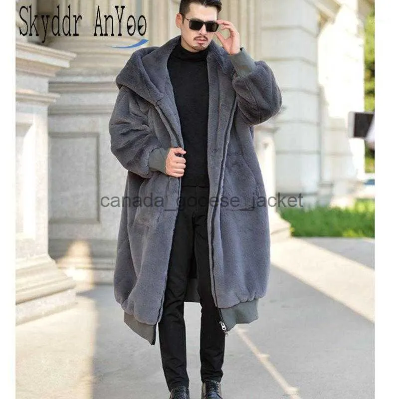 Fourrure Pour Hommes Fausse Fourrure Surdimensionné Manteaux De Fourrure D'hiver À Capuche Hommes Femmes Fausse Fourrure Long Manteau Chaud Fermeture Éclair De Luxe Vêtements D'extérieur Casual Vestes En Cuir D'hiver Robe1L230914