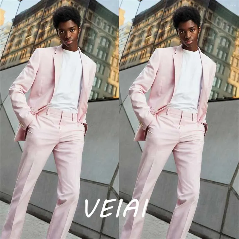 Trajes de hombre con solapa de pico rosa para traje de boda, chaqueta de esmoquin para novio, abrigo, pantalones, traje ajustado para graduación, traje Masculino para hombre