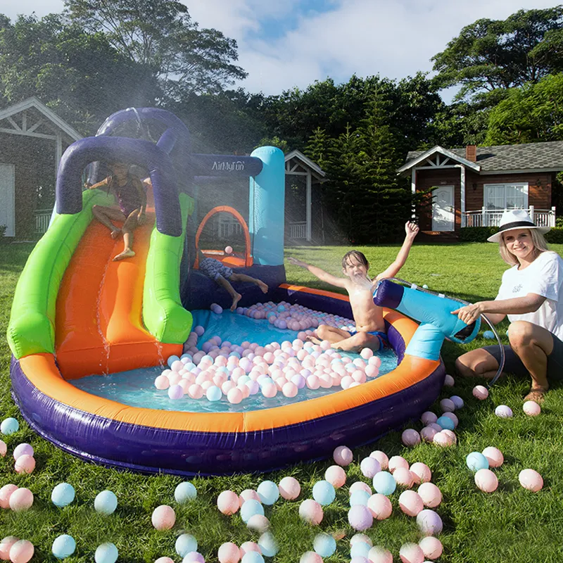 Inflatable Playground Equipment for Kids Water Slide Game WaterSlide Park Jumping Castle Bounce House with Ball Pit Pool Bouncy House Jumper Outdoor Play Fun Toys