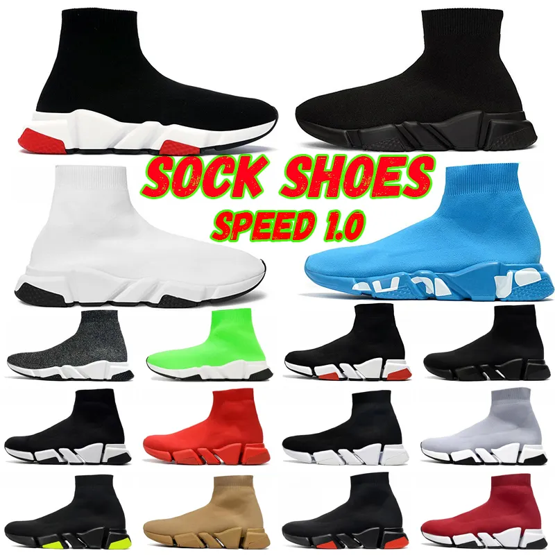 Sock Designer Homens Sapatos Casuais Mulheres Speed Instrutor Meias Boot Speeds Runners Runner Sneakers Knit Mulheres 1.0 Andando Triplo Preto