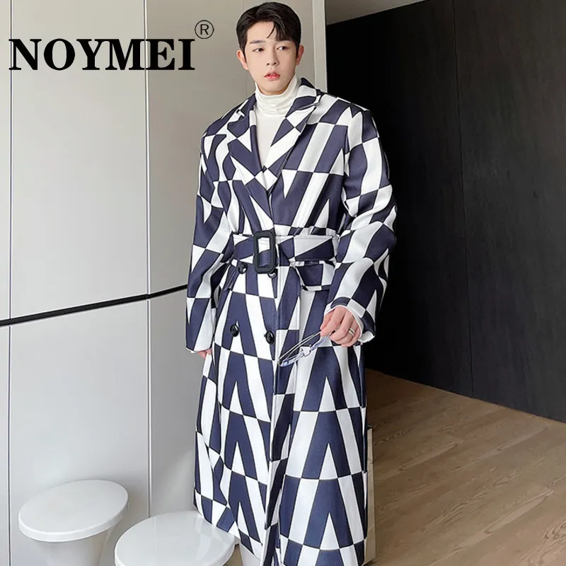 Men's Trench Coats NOYMEI Patchwork Coat Contrast Color Single Breasted Fashionable Korean Style Windbreaker Winter Lapel Male WA2486 230914