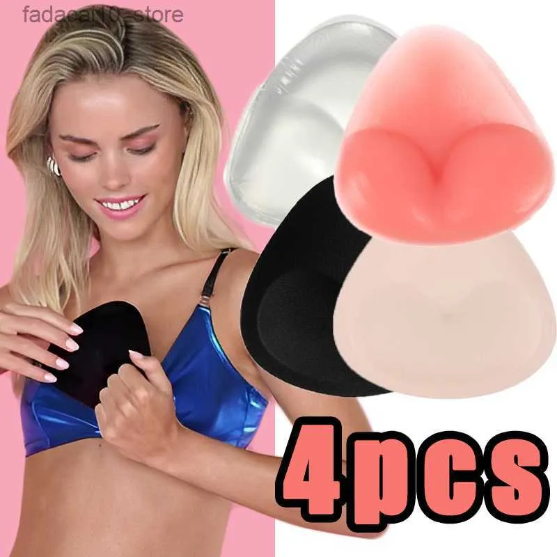 Breast Pad 4pcs Women Breast Push Up Pad Bra Cup Thicker Silicone Insert Pad Nipple Cover Stickers Invisible Lift Up Bra Bikini Inserts Q230914