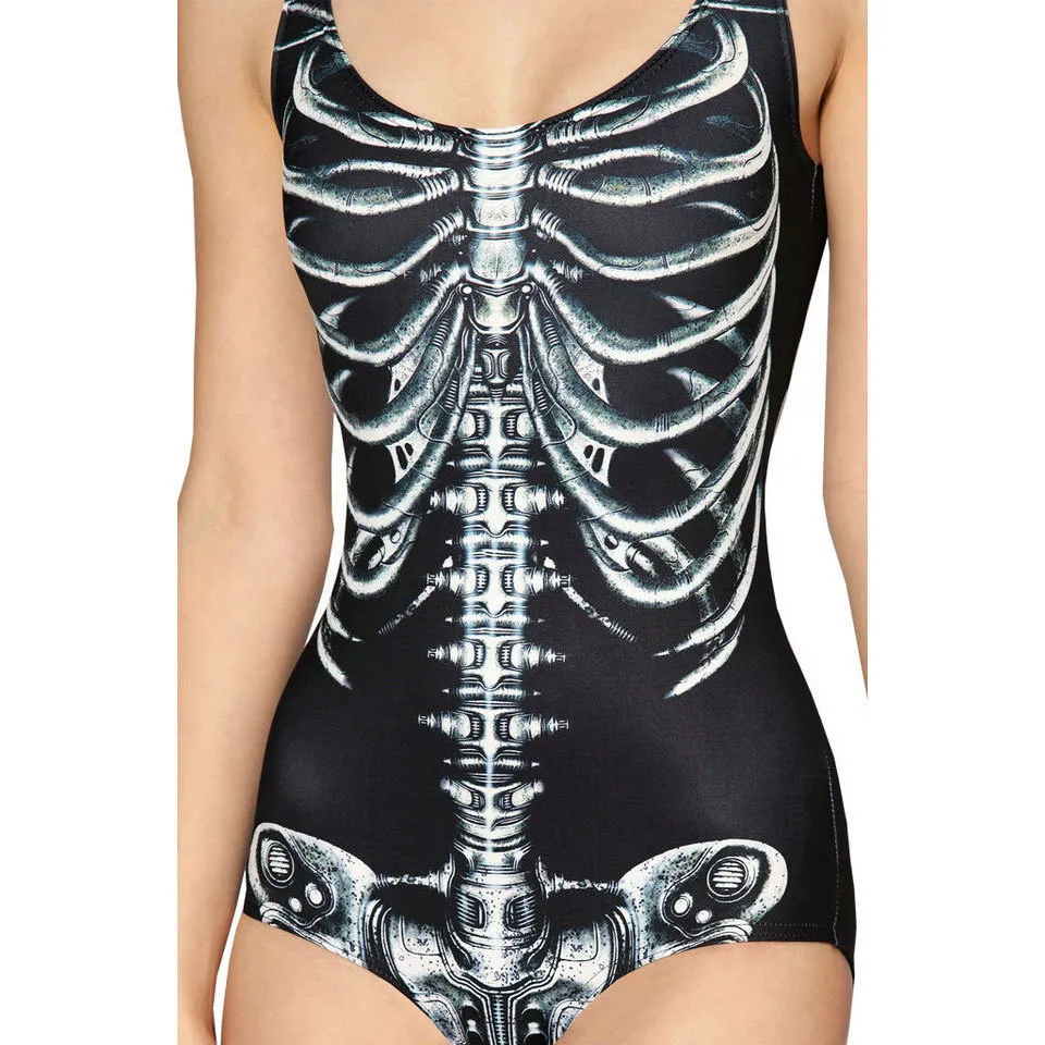 Women's Swimwear You're My Secret Gothic Skeleton Female Sexy Monokini Bathing Swimsuits Dark Black Beach Backless Bodysuit 230914