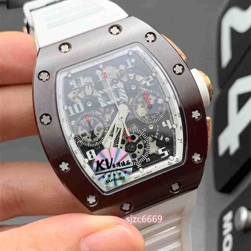 Richarmilles Watches Luxury Mechanical Mechanical MovementセラミックダイヤルラバーストラップKV RM011 RM11F1