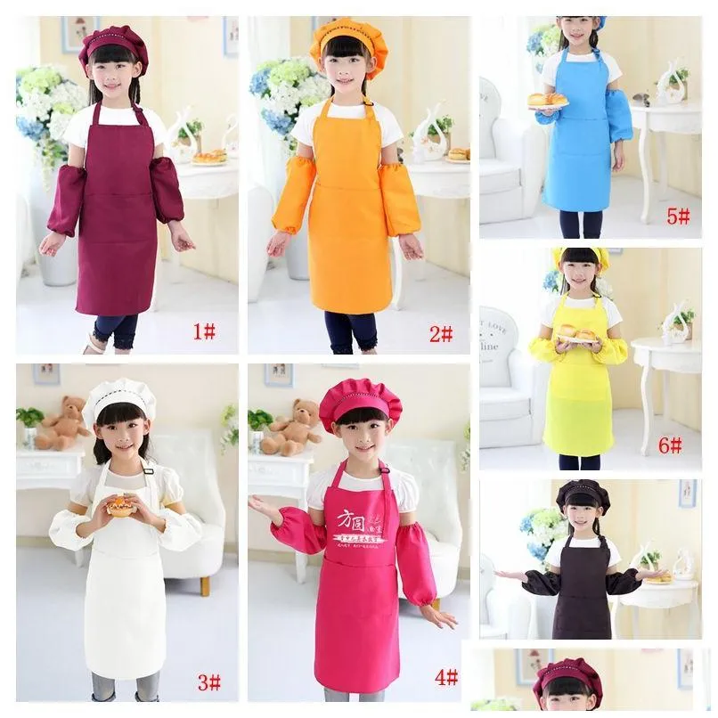 Grembiuli per bambini Tasca artigianale Cucina Cottura Arte Pittura Cucina Sala da pranzo Bavaglino Bambini 15 colori Personalizzabili Dbc Drop Delivery Home Garde Dhsqf