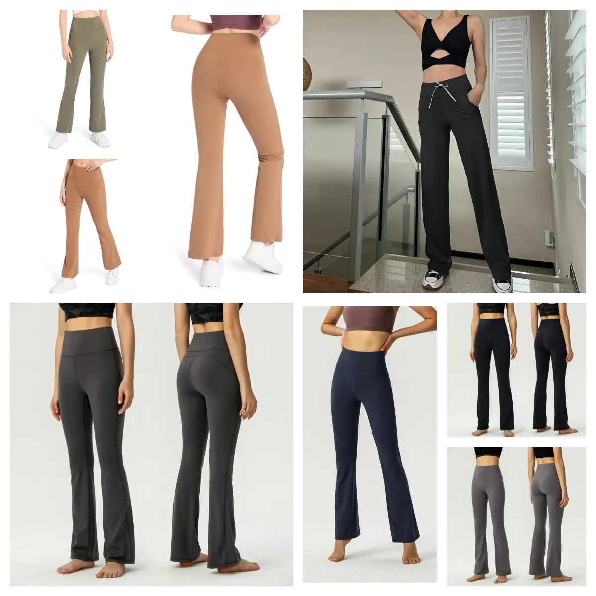 Groove 2022 Yoga, ausgestellte Trainingskleidung für Damen, Hose, Damen, hohe Taille, schmale Passform, Bauch, Milchshake, Sportbekleidung, Schlaghose, zeigt lange Beine