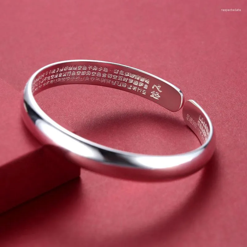Bracelet authentique ancienne marque Xiangyinlou femmes pur argent 9999 mode Simple lisse ouvert solide Bracelet
