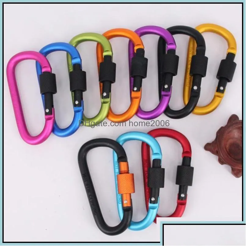 Carabiners carabiners klättring vandring sport utomhus1pc utomhus rese kit aluminium carabiner d-ring nyckel kedja clip cam keyring d dro dhx3u