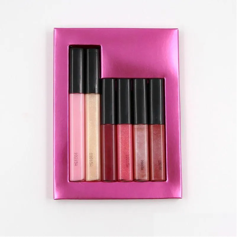 Läppglans 6st box fl läppar makeup knubbig kit semesterstil för kvinnor fuktighetskräm näringsrika fuktande lipglans set droppleverans hälsa dhhmb
