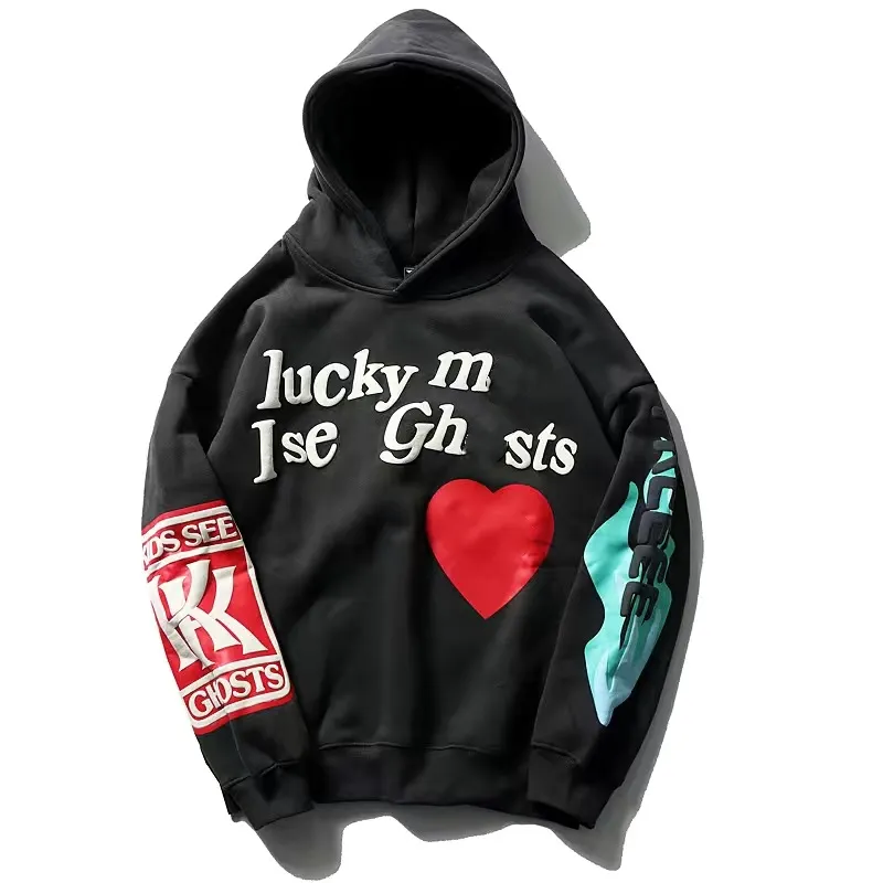 Designer hoodies män graffiti brev tur mig jag ser spöken tröja fleece street hiphop pullover lös luvtröja långärmad tröja herrar polo hoodie