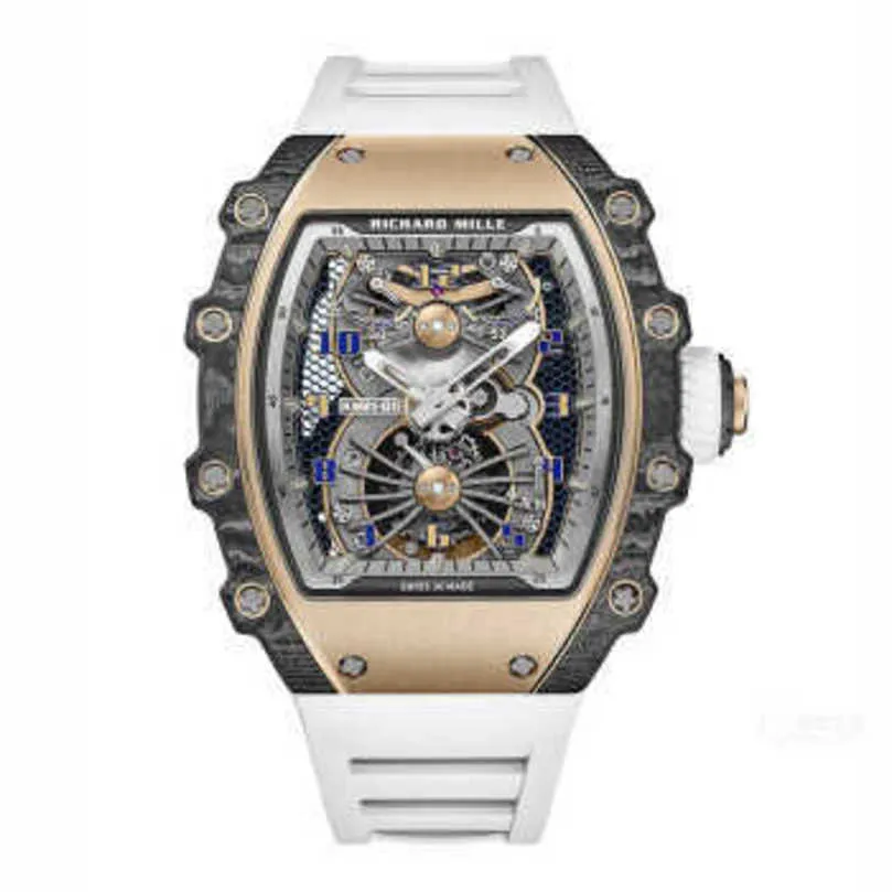 Otomatik Tourbillon Mekanik Saat Richarmilles Holwatch Swiss Watches Volan Çarkı Hollow Mens Saat Serisi RM2101 Karbon Fiber Otomatik Mekanik ME WN8Y5