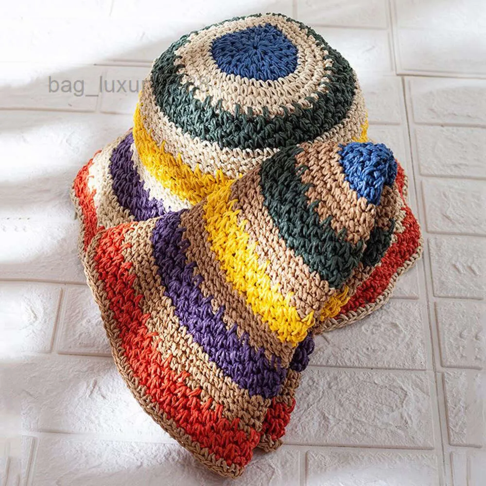 Save Big on Bulk Wide Brim Straw Sun Hats Wide Brim Mens Straw Hat Foldable  Rainbow Crochet Sun Visor Hand Made Parent Child Beach Cap Best Deals on 