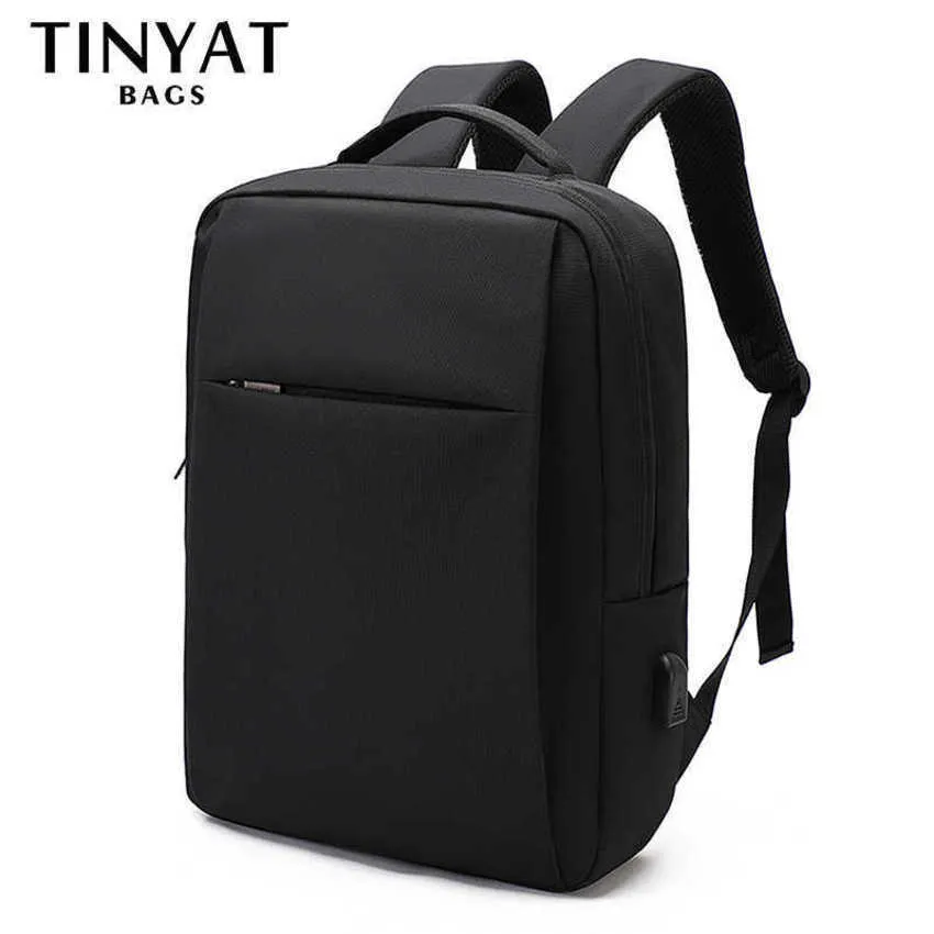 Nowa torba plecakowa Tinyat Mężczyźni 15,6 -calowe plecaki laptopa w podróż biznesowych Wodoodporna torba na ramię dla nastolatków światło duża pojemność plecak szkolny 230223