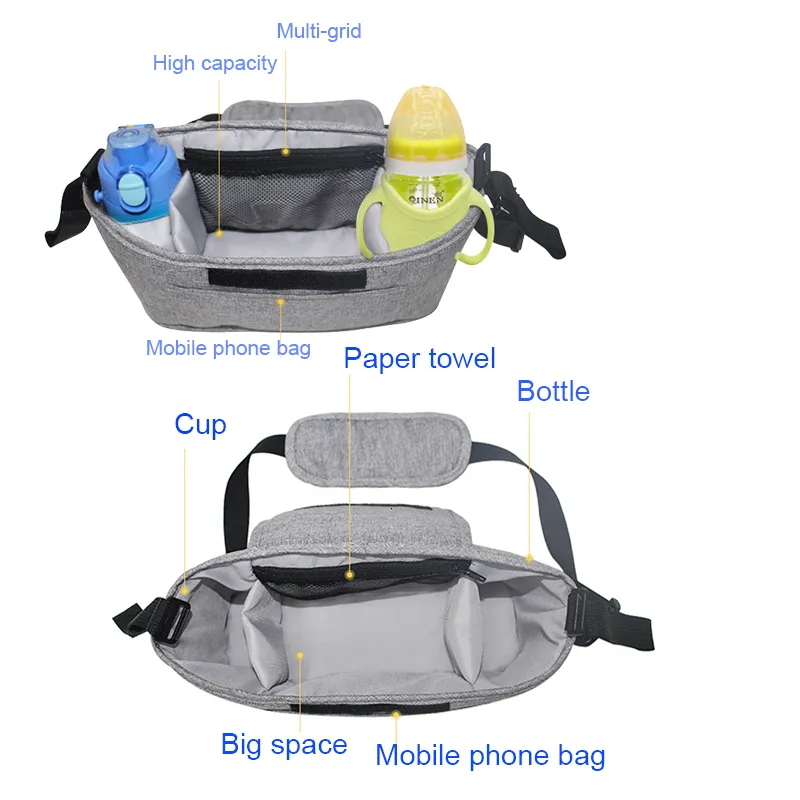 Baby Kinderwagen Organizer - Wasserdichte Tasche Mit Getränkehaltern
