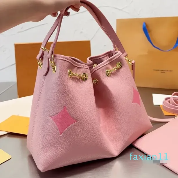 Bucket Bag Handbags Purse Large Capacity Tote Purse Women Cross Shoulder Bags Chain Leather Drawstring Strap Letter Embossing Travel Shopping