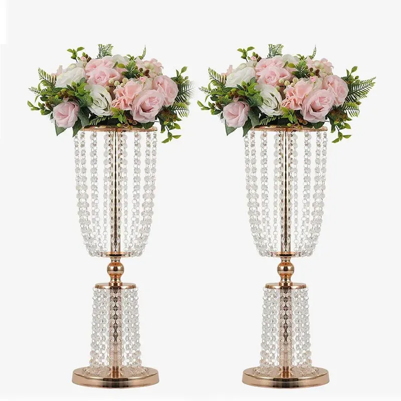 Acrylic Crystal Wedding Road Lead Table Flower Stand Candlestick Centerpiece Event Party Wedding Decoration Supplies