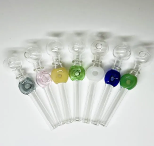 Pyrex glass oil burner pipe smoking accessories 14cm color transparent big tube nail tips bong