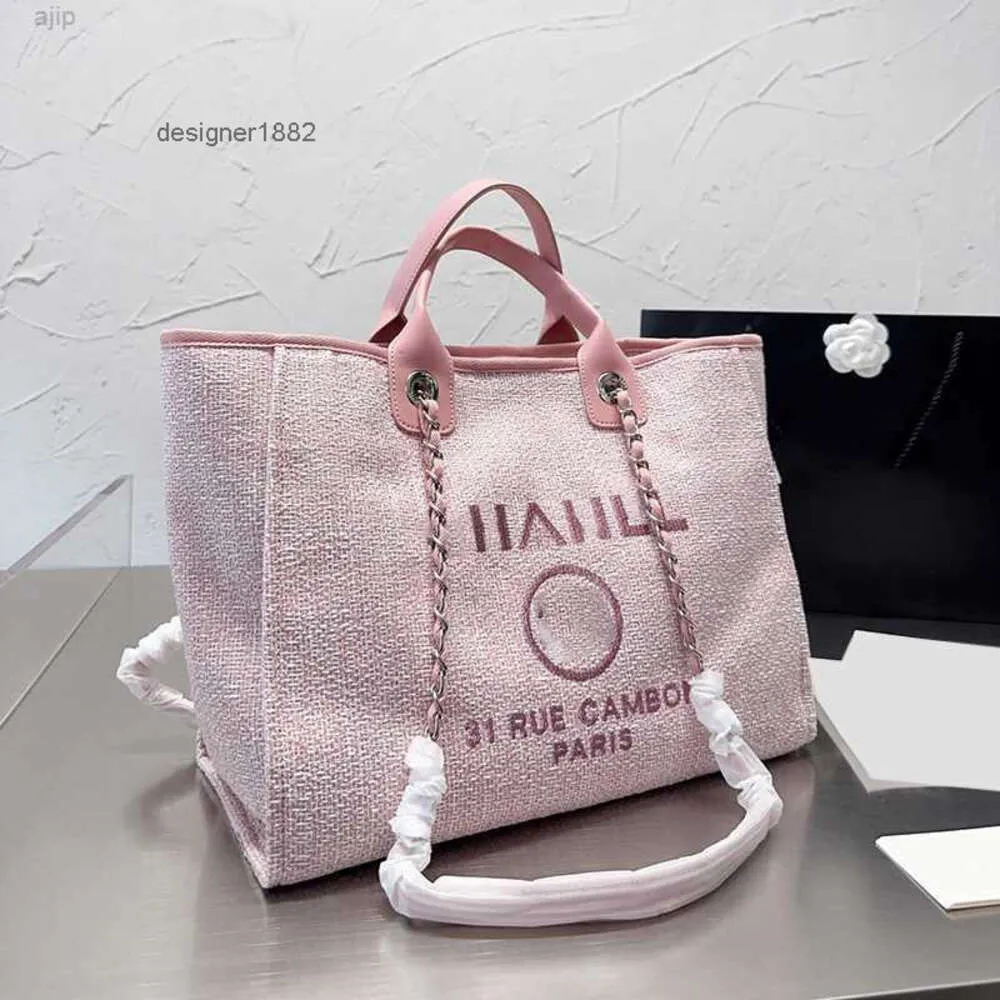 Designer clássico c marca tote praia compras cavan deauville corrente alça superior grande capacidade rosa mulheres dois tons bagagem luxo bolsa de viagem ao ar livre férias