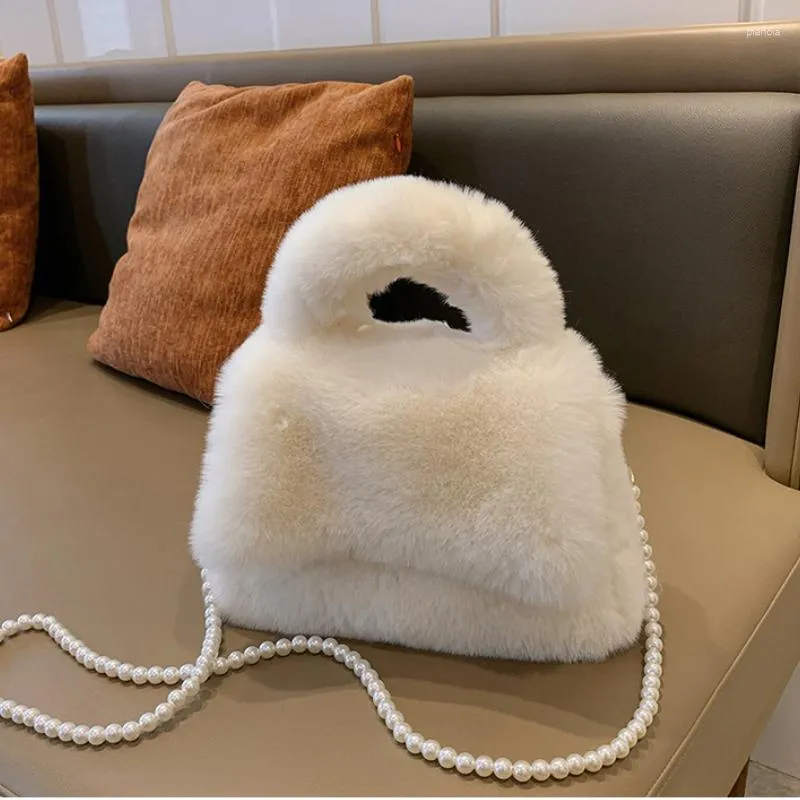 Sacs de soirée 2023 Automne Hiver Fausse Fourrure Fourre-tout Bandoulière Pour Femmes Petit Portefeuille Sac À Main De Luxe Dames En Peluche Épaule Sac À Main