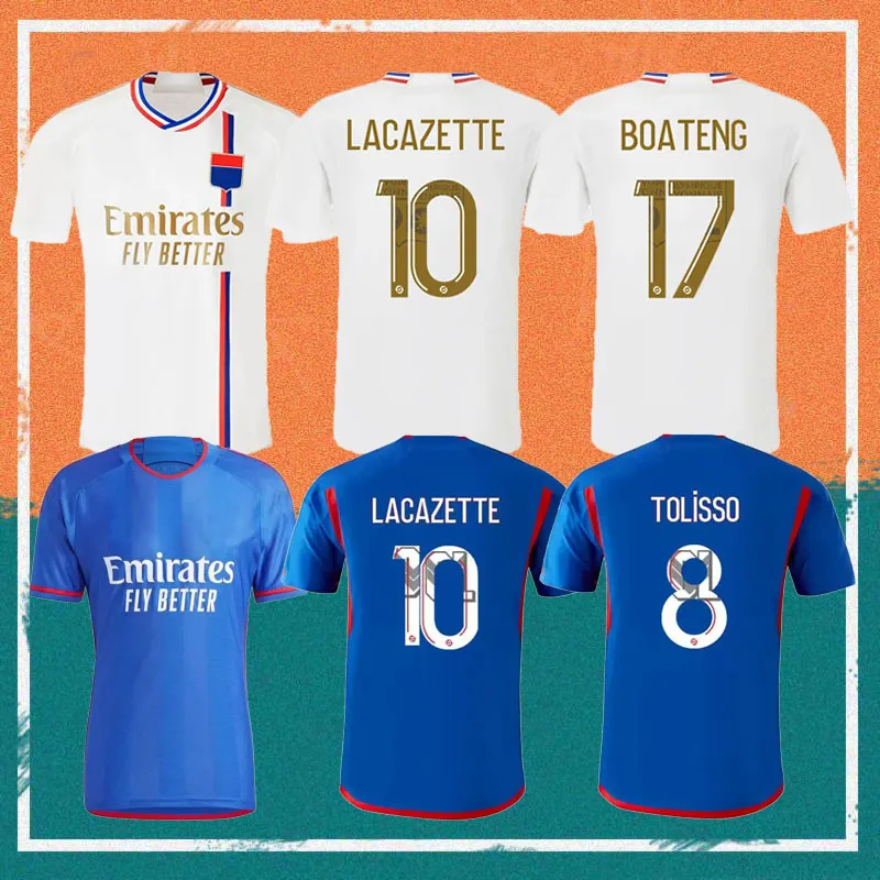 23/24 Maillot Lyon LACAZETTE voetbalshirts 2023 Home SARR L.PAQUETA KADEWERE DEMBELE AOUAR shirts Uit BOATENG CHERKI Kids Kit voetbaluniformen