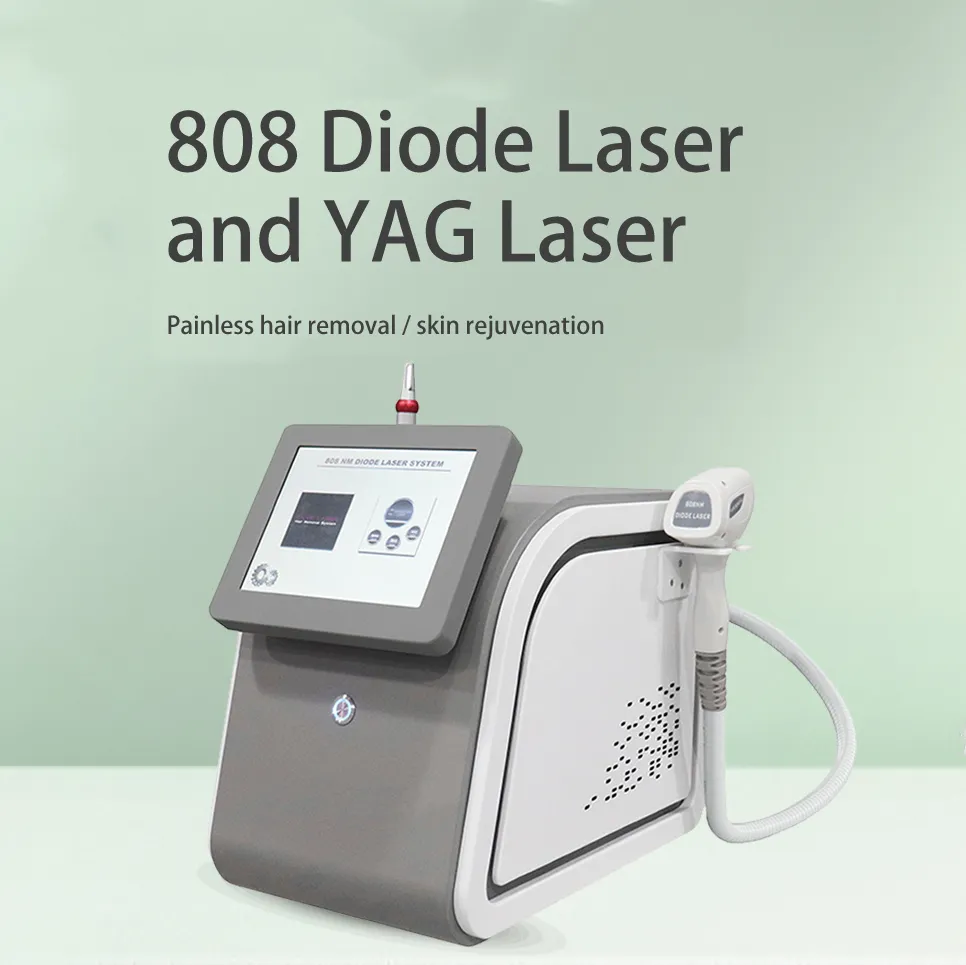 1600W Strong Power Hair Tattoo Removal Painless 2 in 1 Machine 808 Diode Laser Nd Yag Face Tightening Black Doll Acne Treatment CE Beauty Equipment