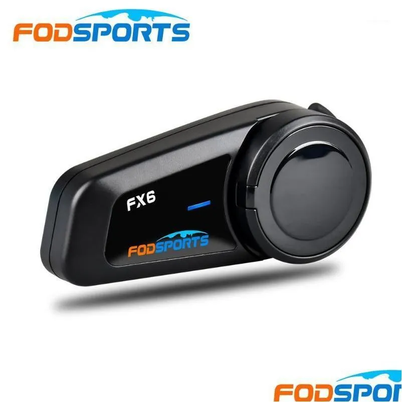 Interfono per moto 2021 Versione Fodsports Fx6 Casco Auricolare 6 Piloti 800M Radio Fm Moto Cuffie senza fili per tutti i tipi di caschi1 Drop Dhnym