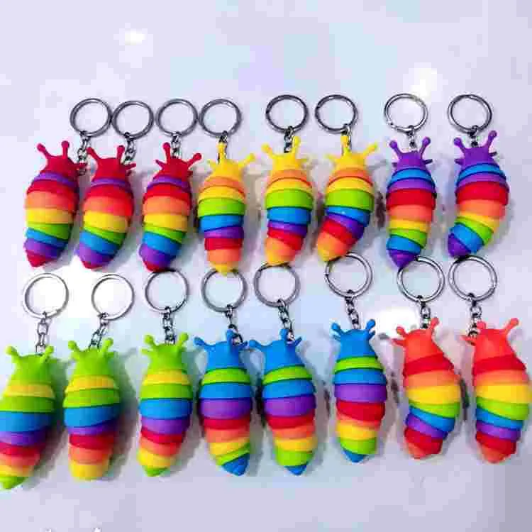 Slug Keychain Module DHgate.com:Articulated Fidget Slug Keychain: Colorful & Stretchy ...