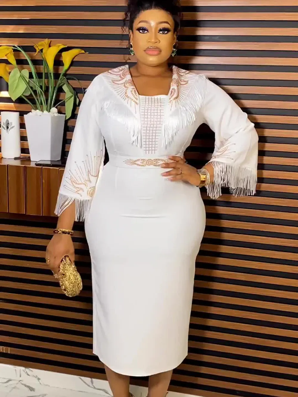 Robe Longue A Franges Grande Taille Blanc Rose Rouge Sexy Moulante Slim Fete Elegante Turquie Mode Africaine Robes De Bal 230914 Du 65 35 DHgate