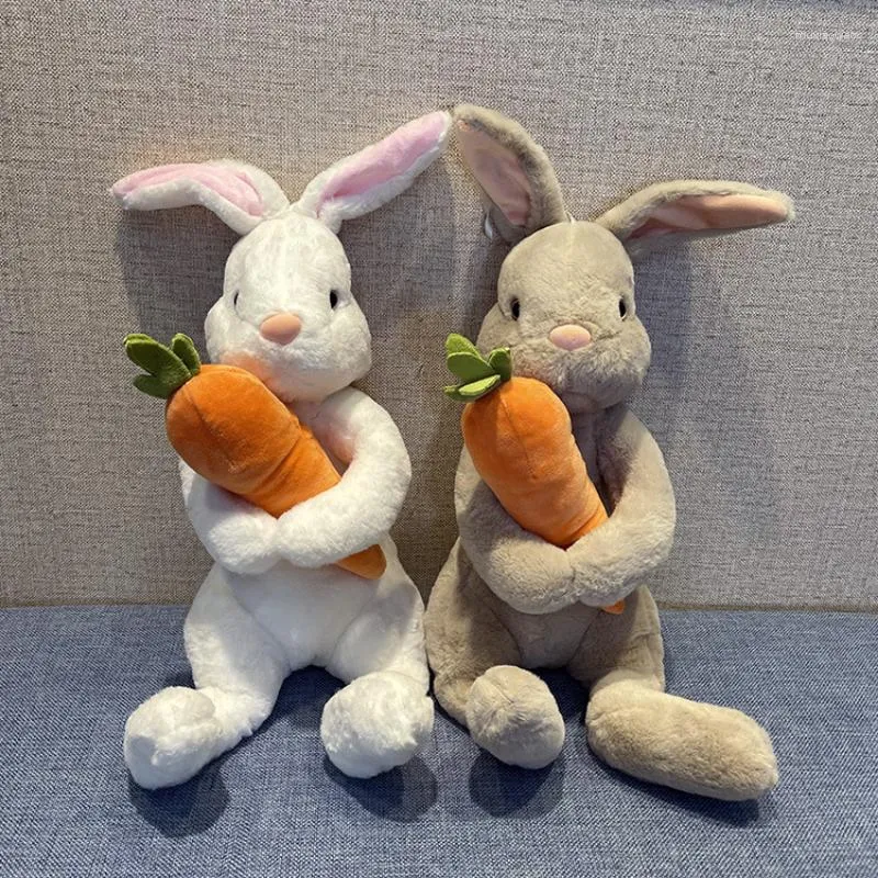 Travesseiro 20cm bonito com cenoura simulada brinquedo boneca presentes branco cinza coelhos jogar para crianças decoração de festa de páscoa