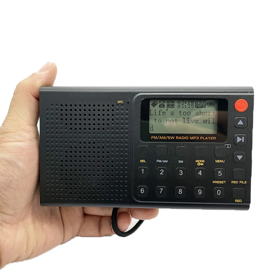 AM/FM/SW Portable Full Bluetooth Radio Recorder, cyfrowe nagrywanie wsparcia radiowego i karta TF z timerem snu