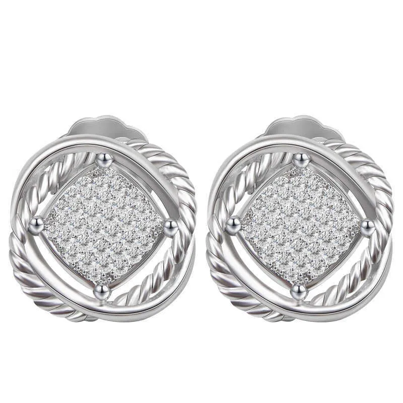 Designer-Ohrstecker von DY, luxuriös, quadratisch, 11 mm, besetzt mit Zirkon-Diamant-Knopffaden-Stil, beliebte klassische Ohrstecker und Accessoires, Schmuck, hohe Qualität