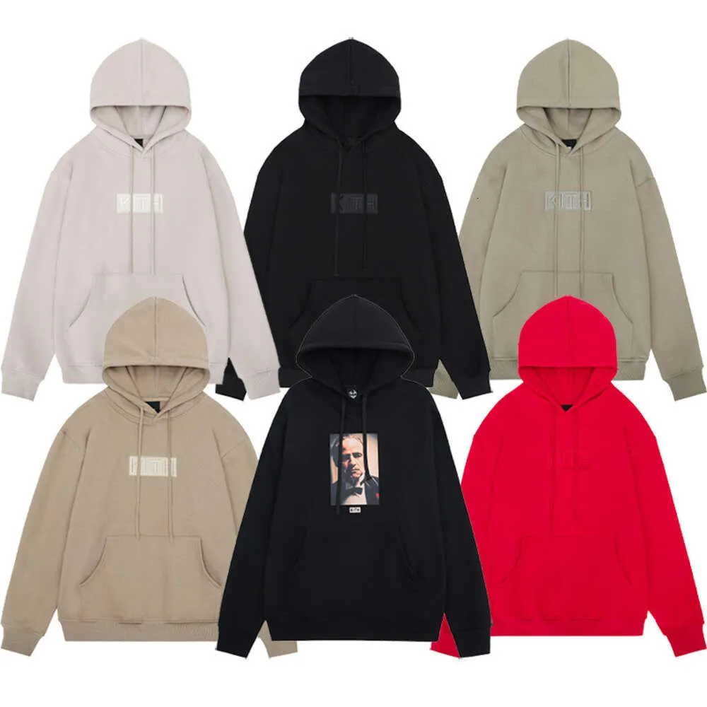 Erkek Hoodies Sweatshirts Kith Box Godfather Baskı Eşleştirme Polar Gevşek Takas Büyük Boyutlu Hoodie Erkek Günlük Hoodie