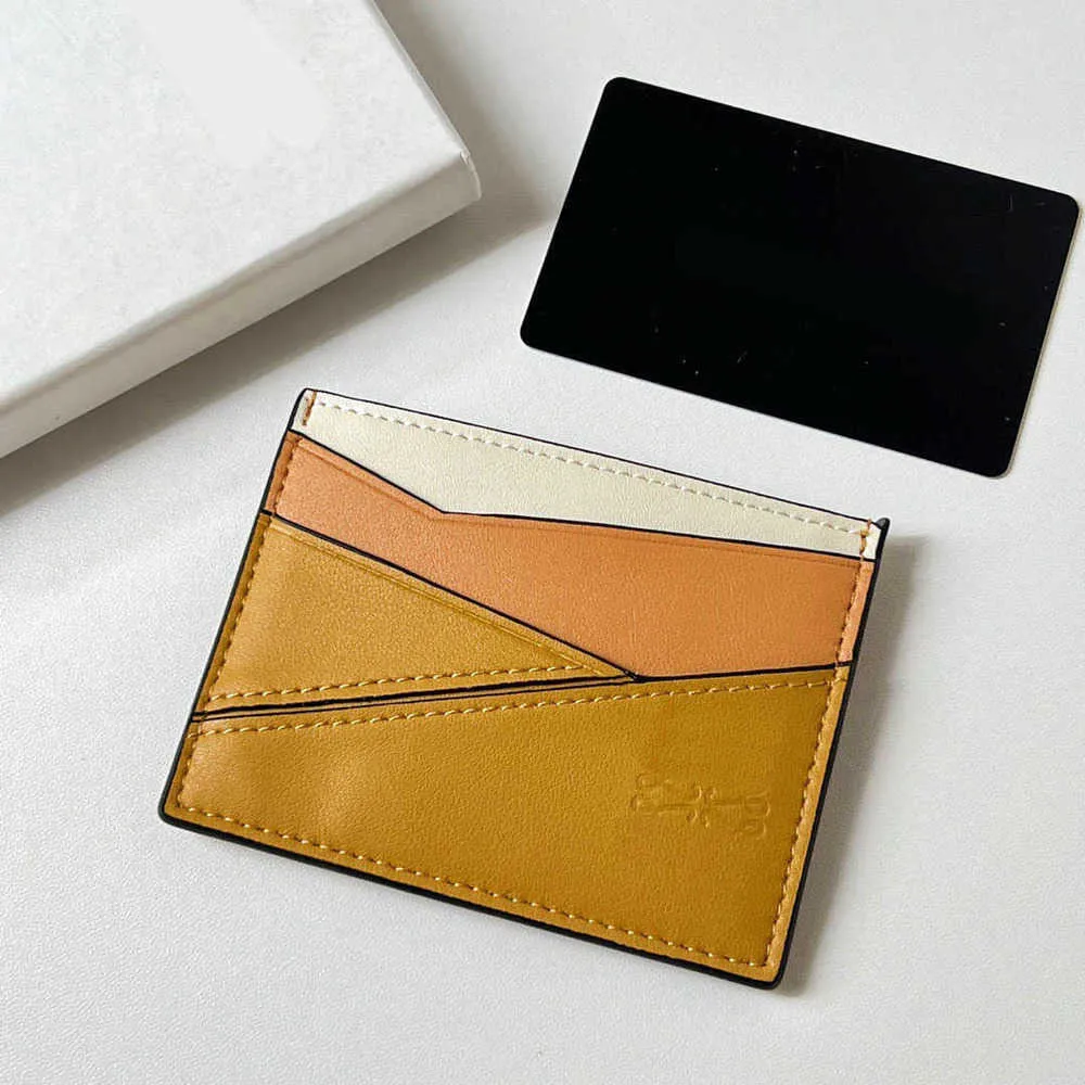 Puzl Multi Color card holder Panel Soft Calf Leather Multi Card Case Leather Multi Function Ultra Thin Contrast Color Small Wallet 230815