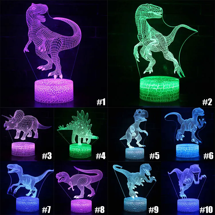 Dinosaur Series Colorful 3D Night Light LED Touch Remote Control Creative Christmas Gift 3D Table Lamp