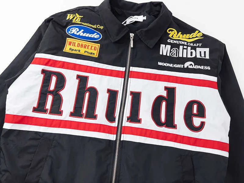 【関税込み】Rhude ブラック レザー プールスライド DHgate.com:Men's Jackets 2023ss Black Red RHUDE Jacket