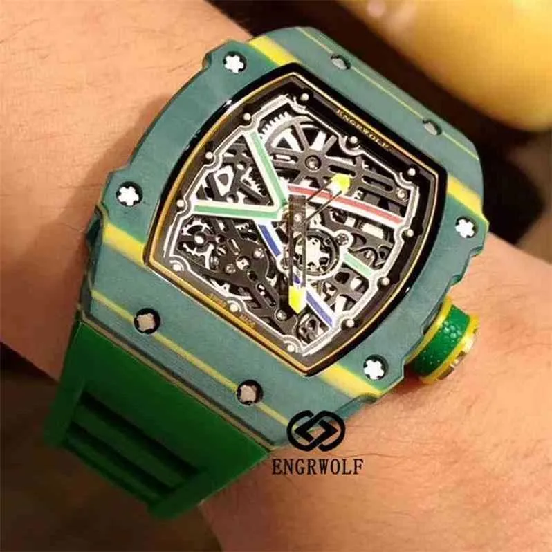 Movement Richarmilles Watch Green Luxury Mens Mechanical Wine Barrel Rm67-02 Automatic Mens Designer Carbon Fiber Tape Men Swiss Movement L