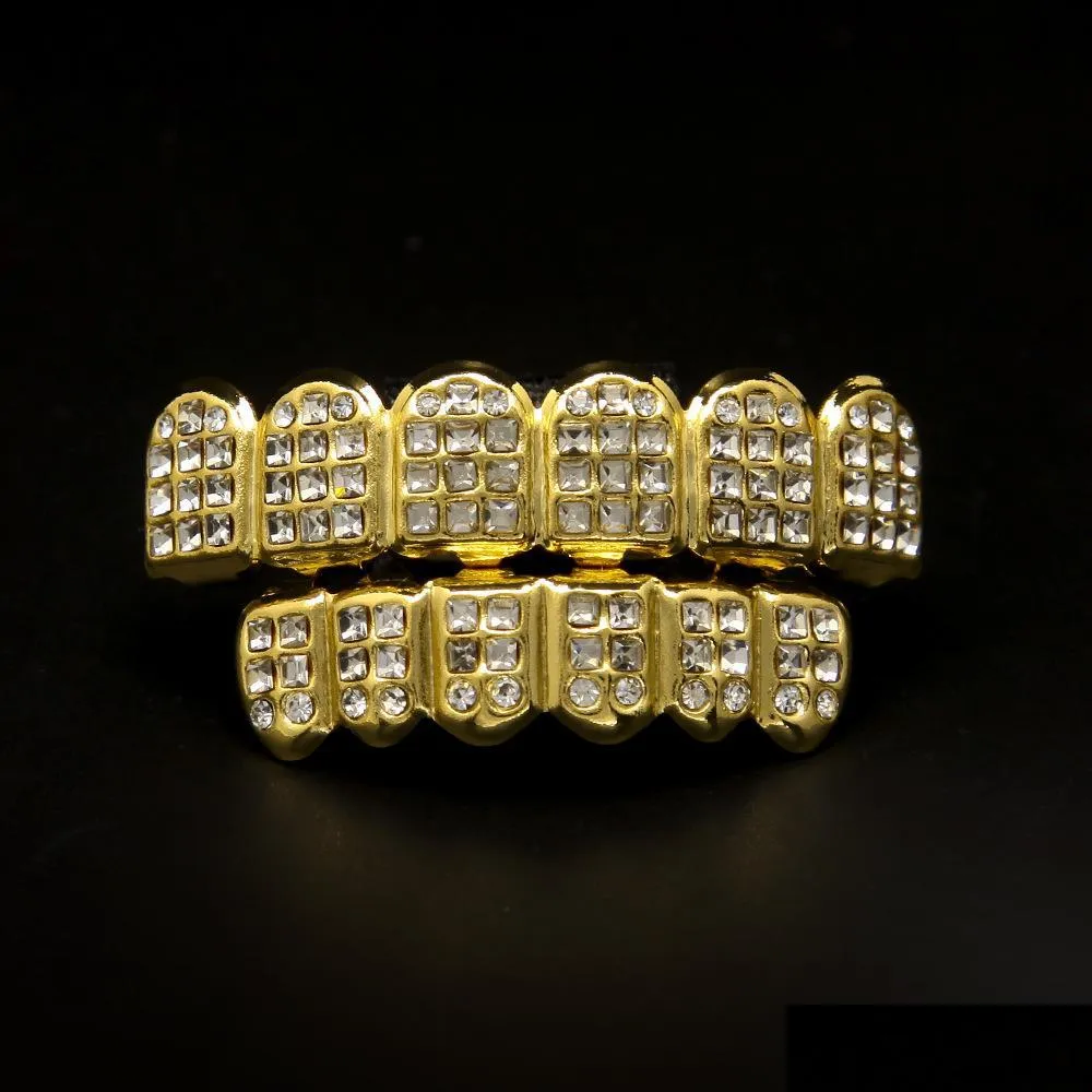 Производители настоящее золото Grillz грили вставка алмазный протез с ювелирными изделиями в стиле хип-хоп набор зубов Прямая доставка Dhbtn