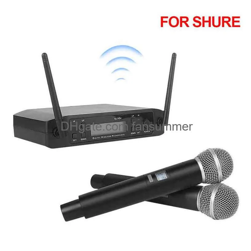 Microfono senza fili per Shure Uhf 600-635Mhz Microfono portatile professionale Karaoke Church Show Meeting Studio Recording Glxd4 W220314 Drop Deliv