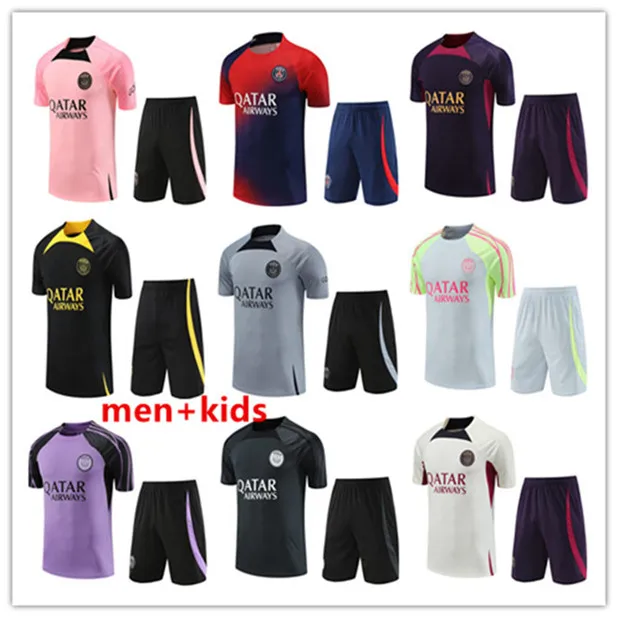 2023 24 PSGS tracksuit 23/24 Sportswear men training suit Short sleeved suit Football soccer Jersey kit uniform chandal adult KIDS sweatshirt Sweater sets