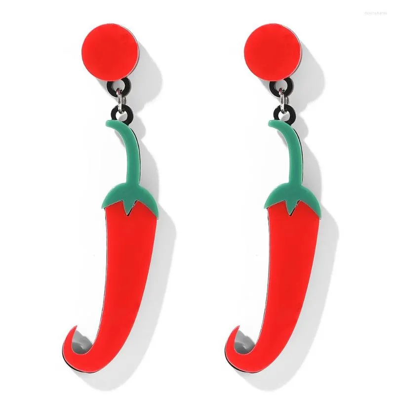 Kolczyki Dangle Wybu Est Red Chilli Drope Earring dla kobiet mody kwas octowy Plant Eering Ear Biżuteria Femme Bijouterie