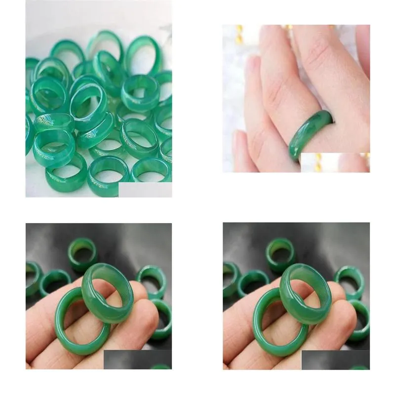 Bandringe 100 natürliche feine Jade in M-Mix-Größe Ring 100 Stück Los A65548347709 Drop Delivery Schmuck Otusq