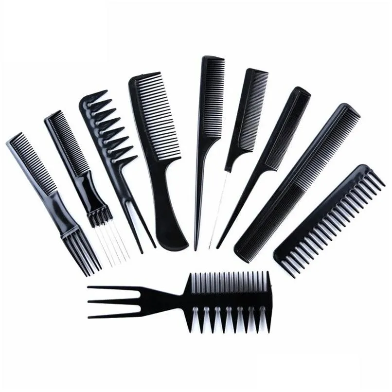 Brosses à cheveux Tamax Cb001 10 pièces/ensemble brosse professionnelle peigne Salon antistatique peignes brosse à cheveux soins de coiffure outils de coiffure Drop Deli DH7Gx