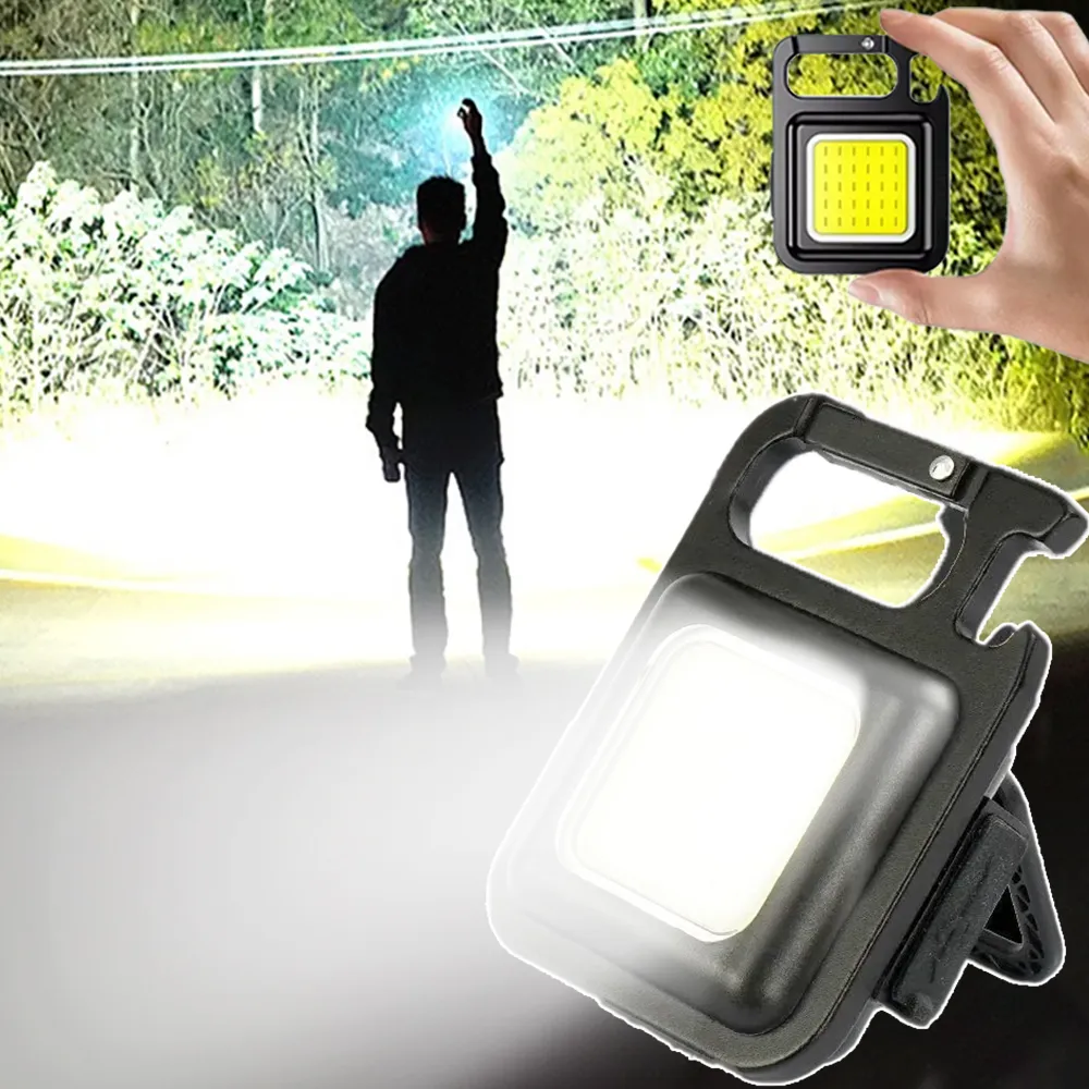 10st /5st /2st mini facklor LED Keychain Light Portable Cob Work Light USB laddningsbar fackla med korkskruv vattentät utomhus campinglamp