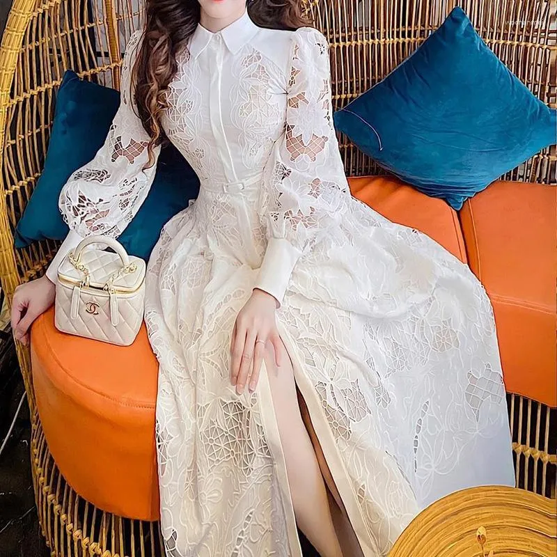 boho maternity dress long sleeve Momyknows Floral Buttons Shaped Waistband Big Swing Flowy Boho Maternity Maxi Dress Beige / M main image 1